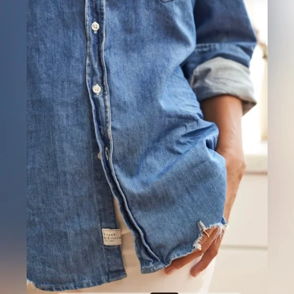 NEW Frank & Eileen Famous Denim Eileen Relaxed Shirt Vintage Stonewashed S - Picture 3 of 8